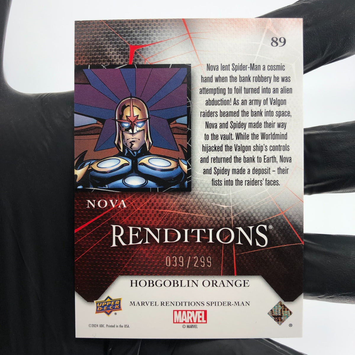 Marvel Card Nova 89 Orange  /299 Fleer Upper Deck Renditions [NM]