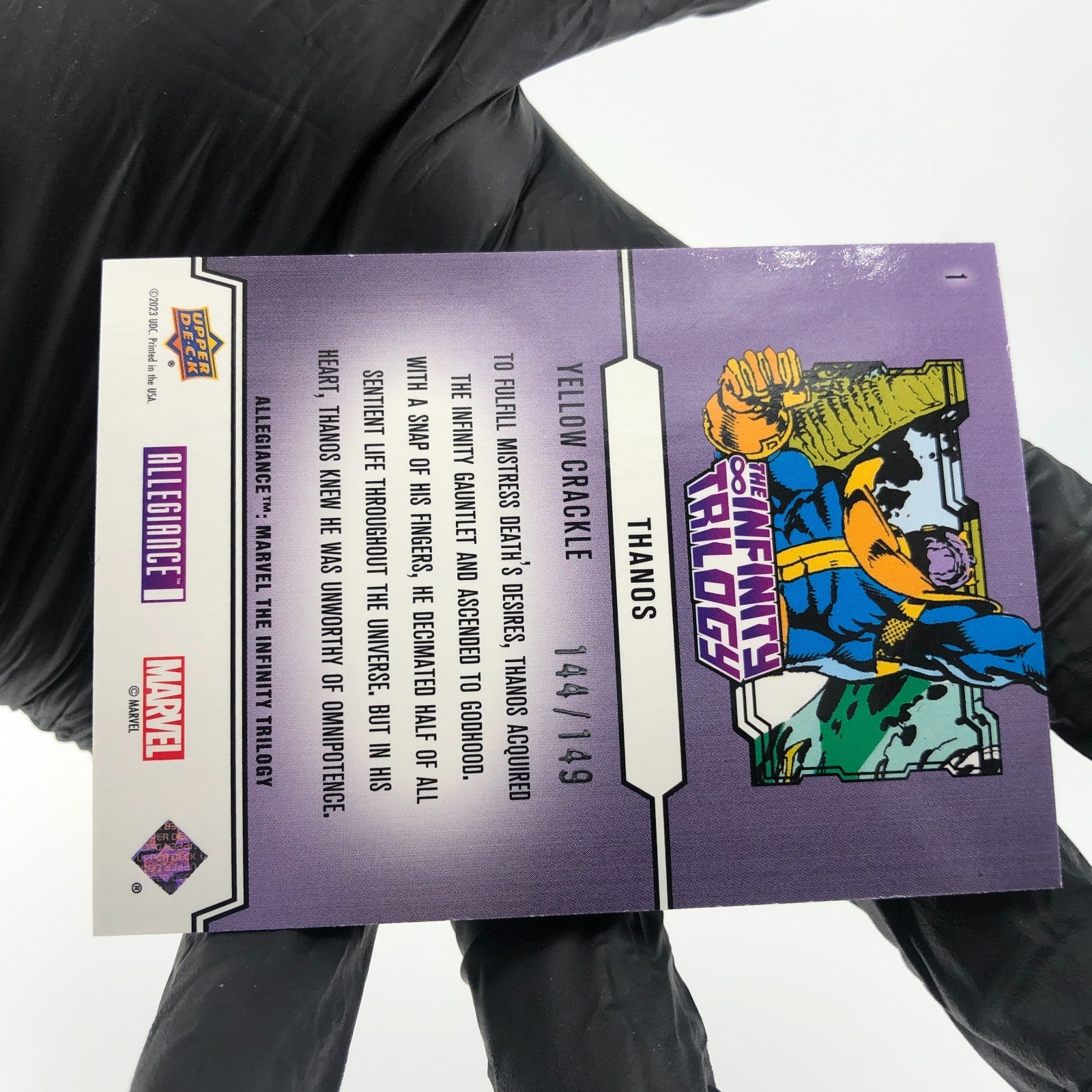 Marvel Card Thanos 1 Yellow Crackle /149 Infinity Allegiance Upper Deck [NM]