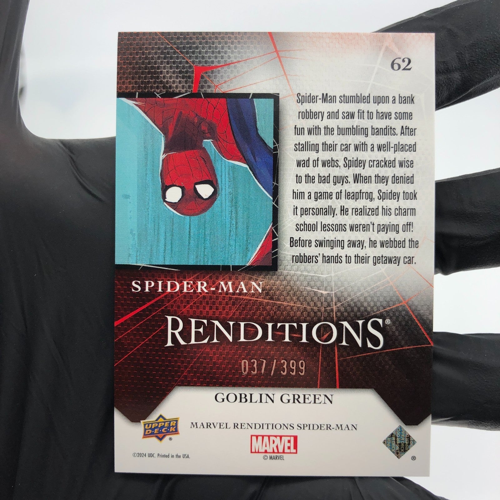 Marvel Card Spider-Man 62 Green  /399 Fleer Upper Deck Renditions [NM]