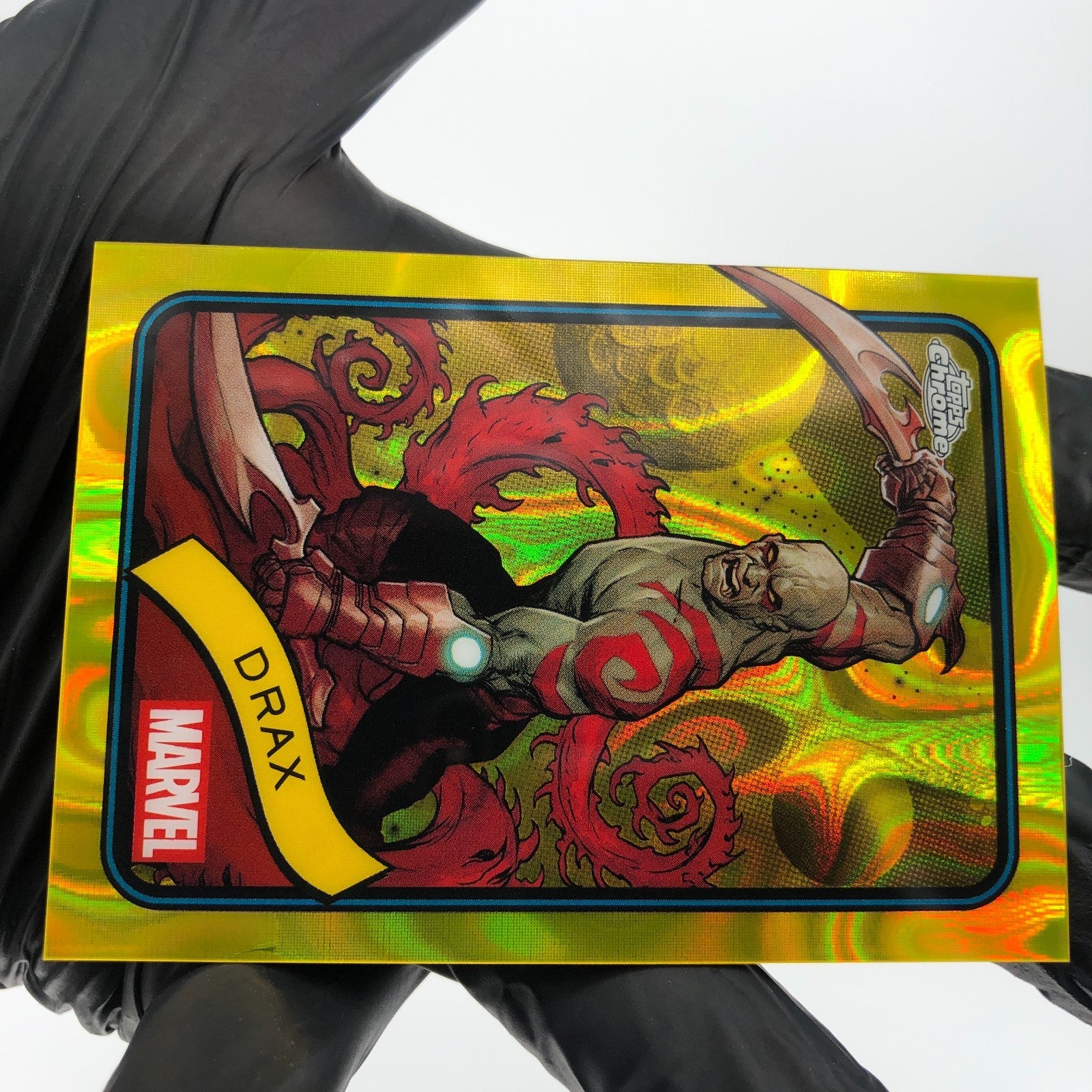 Marvel Card Drax 184 Yellow Lava Refractor Topps Chrome 2025 [NM]