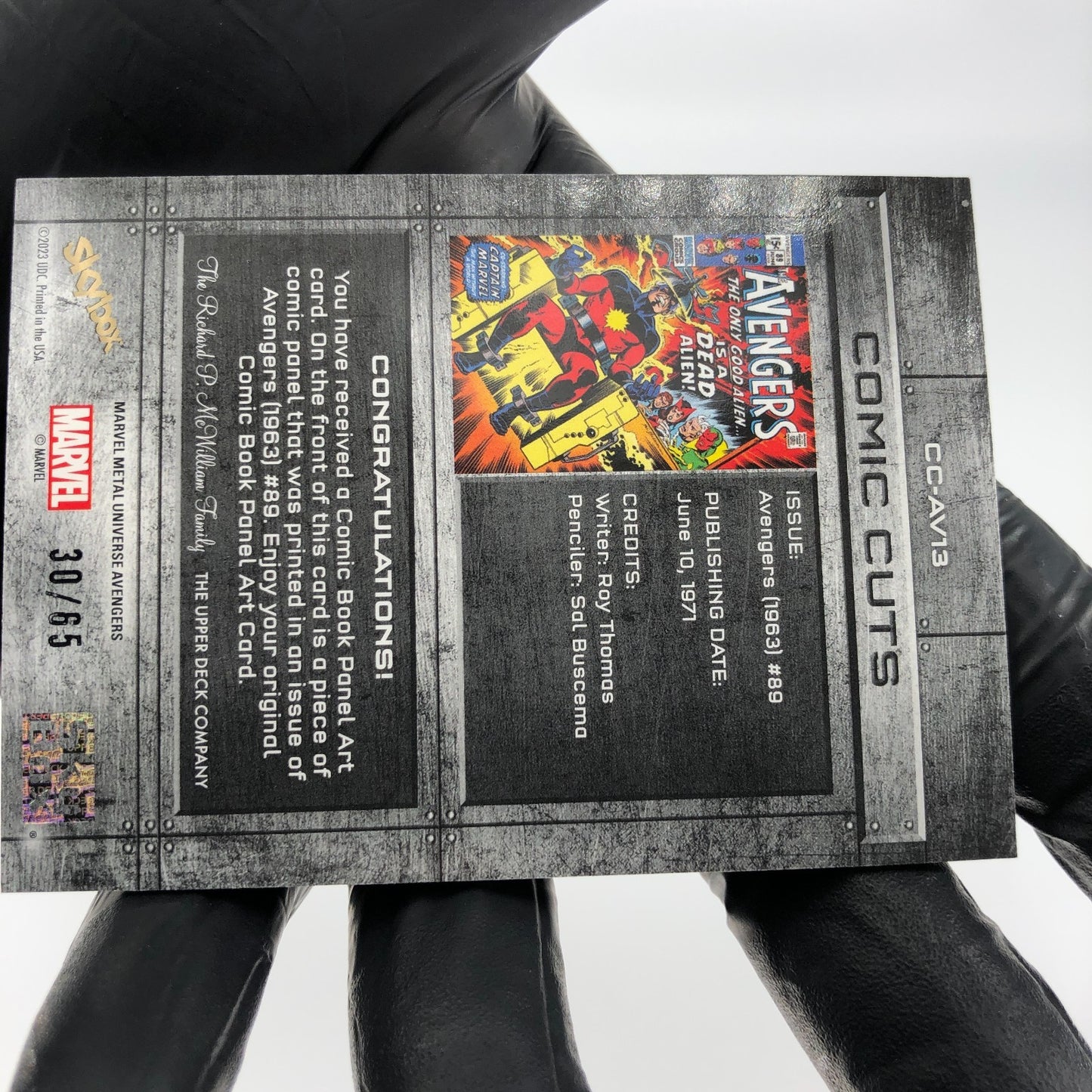 Marvel Card Comic Cut  Avengers /65 CC-AV13 Fleer Upper Deck Metal Universe [NM]