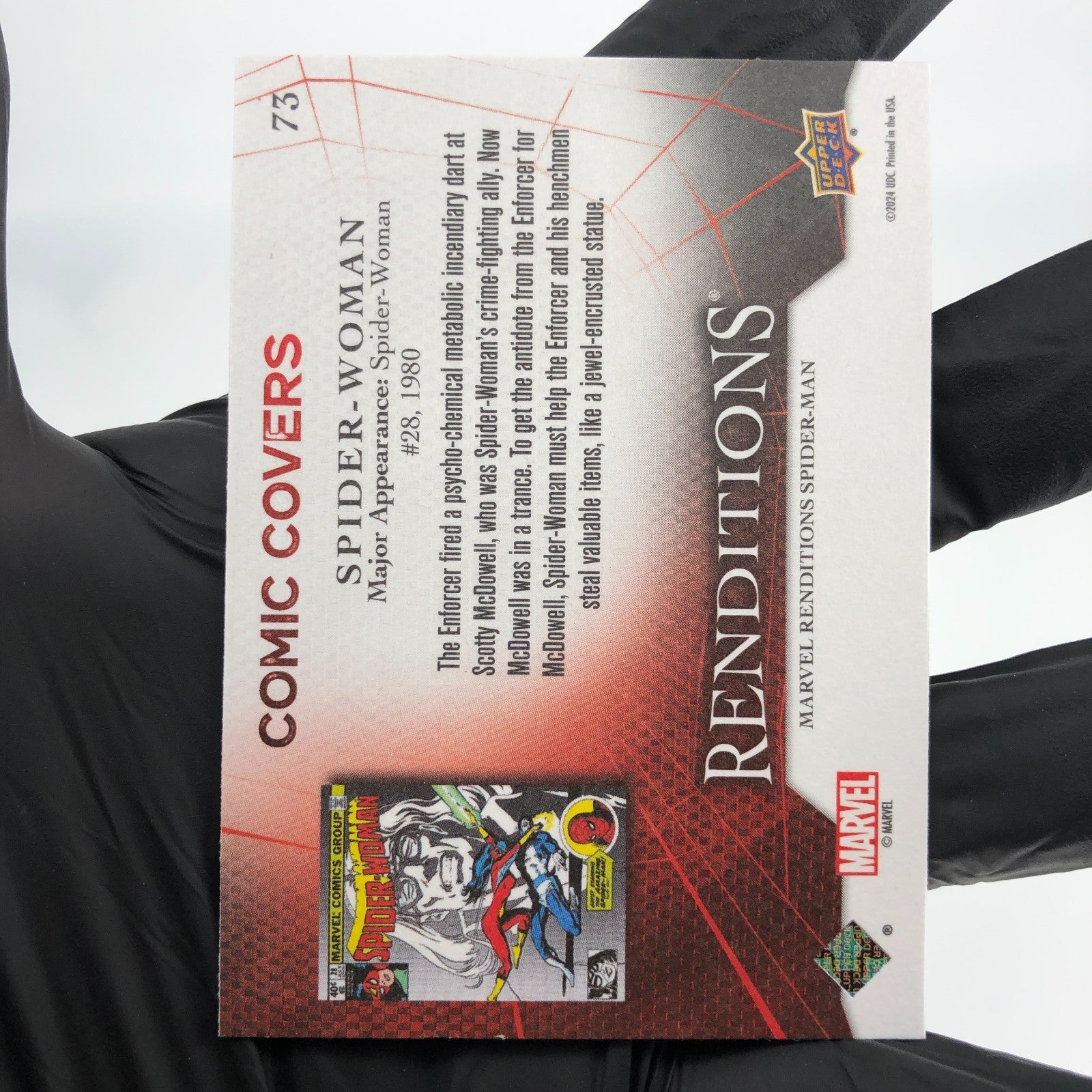 Marvel Card Spider-Woman 73 Comic Covers Fleer Upper Deck Renditions [NM]