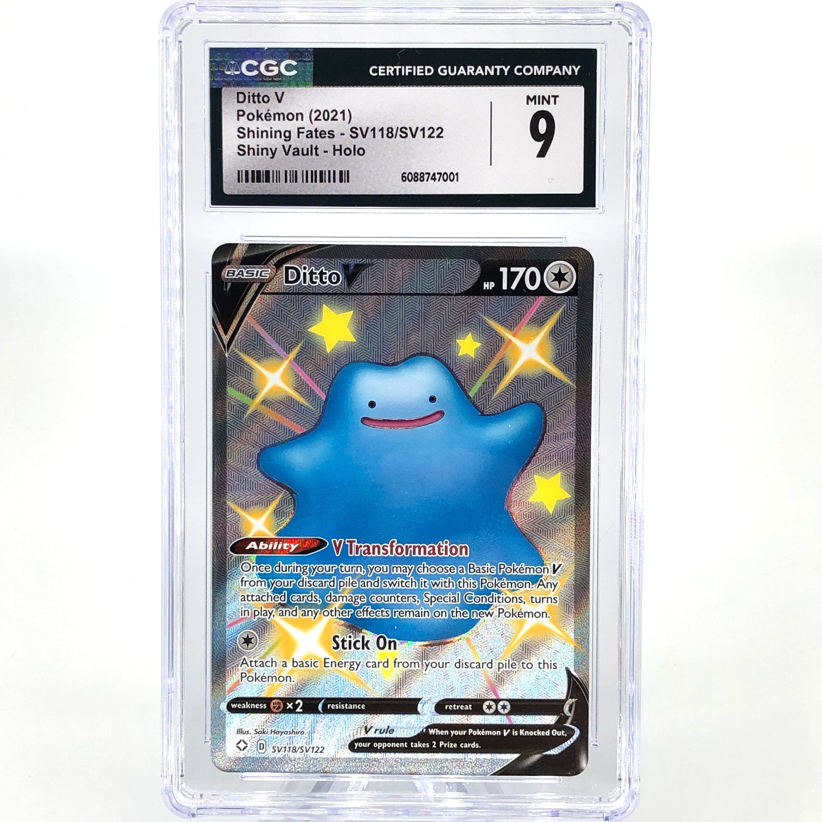 CGC 9 Pokemon Card Ditto V SV118/SV122 Shining Fates English Karte [9]