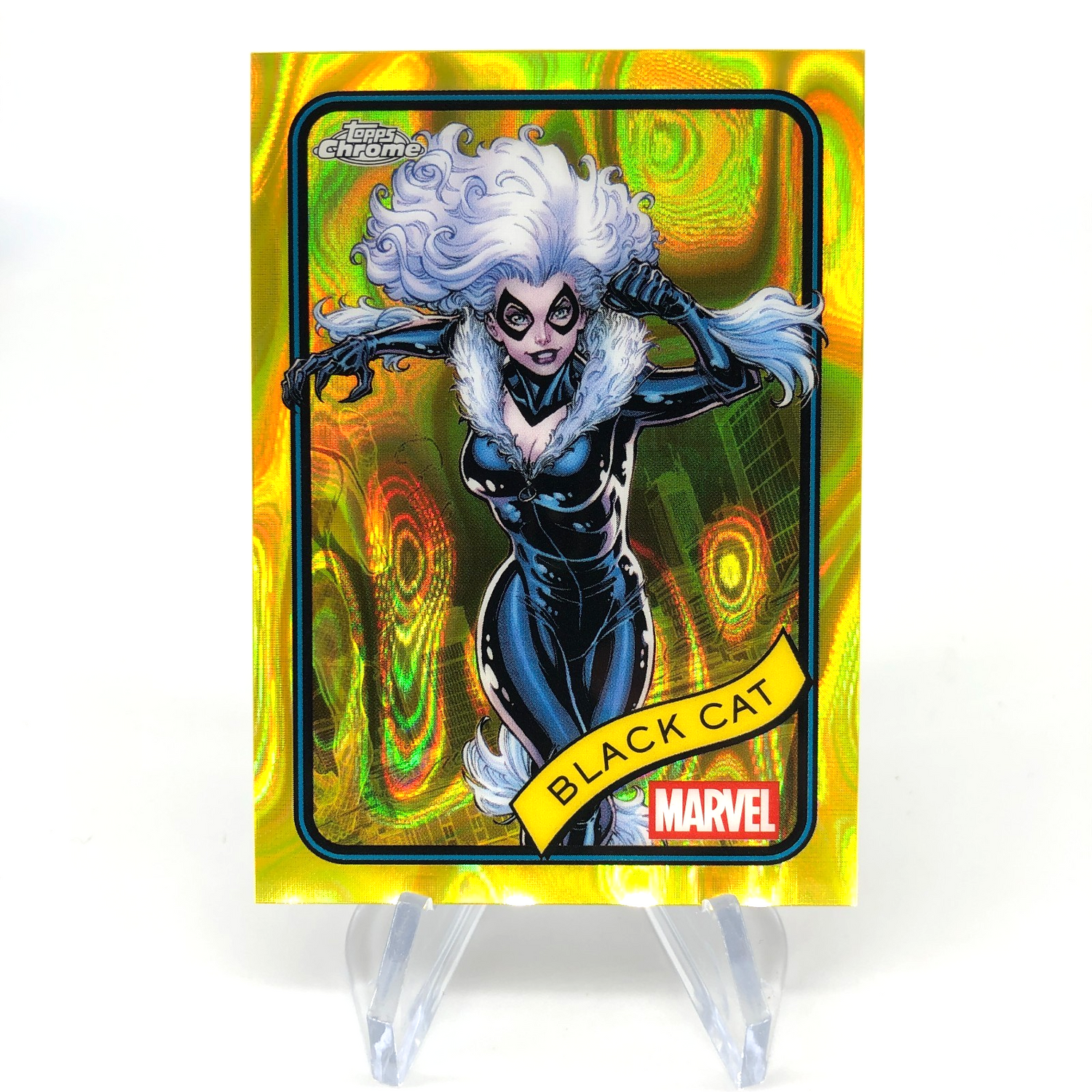 Marvel Card Black Cat 106 Yellow Lava Refractor Topps Chrome 2025 [NM] 2