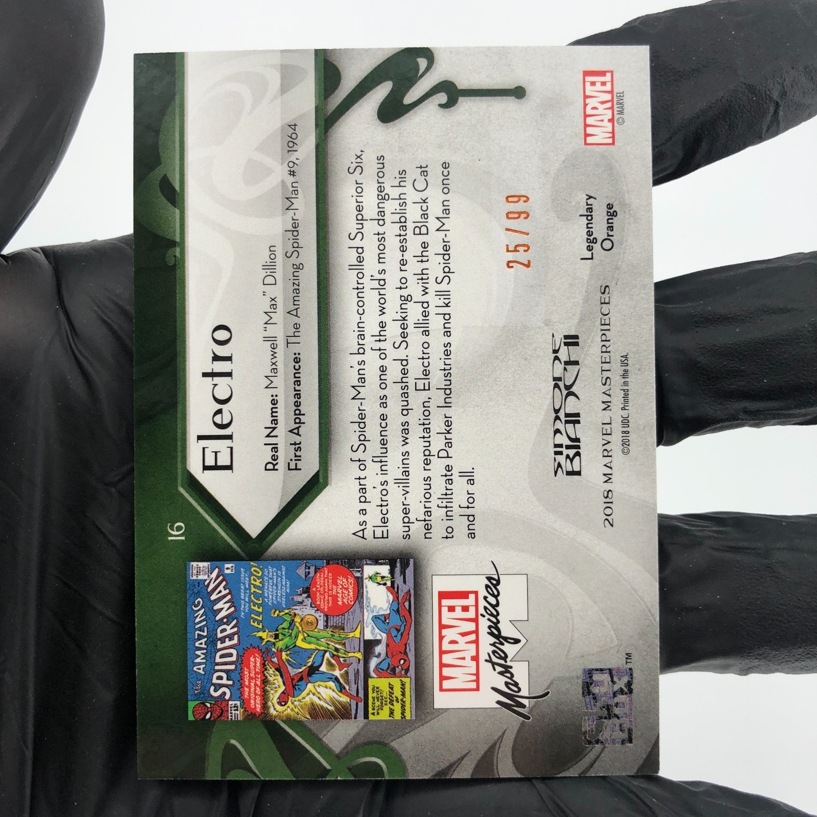Marvel Card Elektro 16 Orange /99 Fleer Upper Deck Masterpieces 2018 [NM]