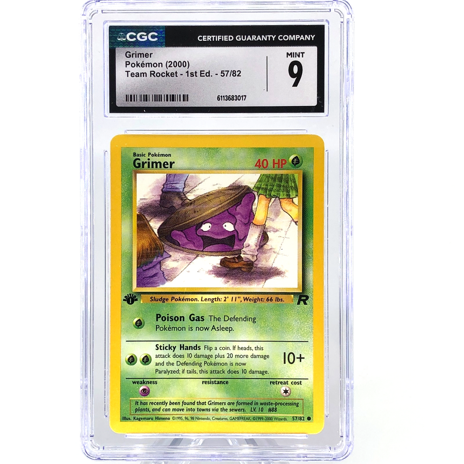 CGC 9 Pokemon Card Grimer 57/82 1.Edition Team Rocket English Karte [9]