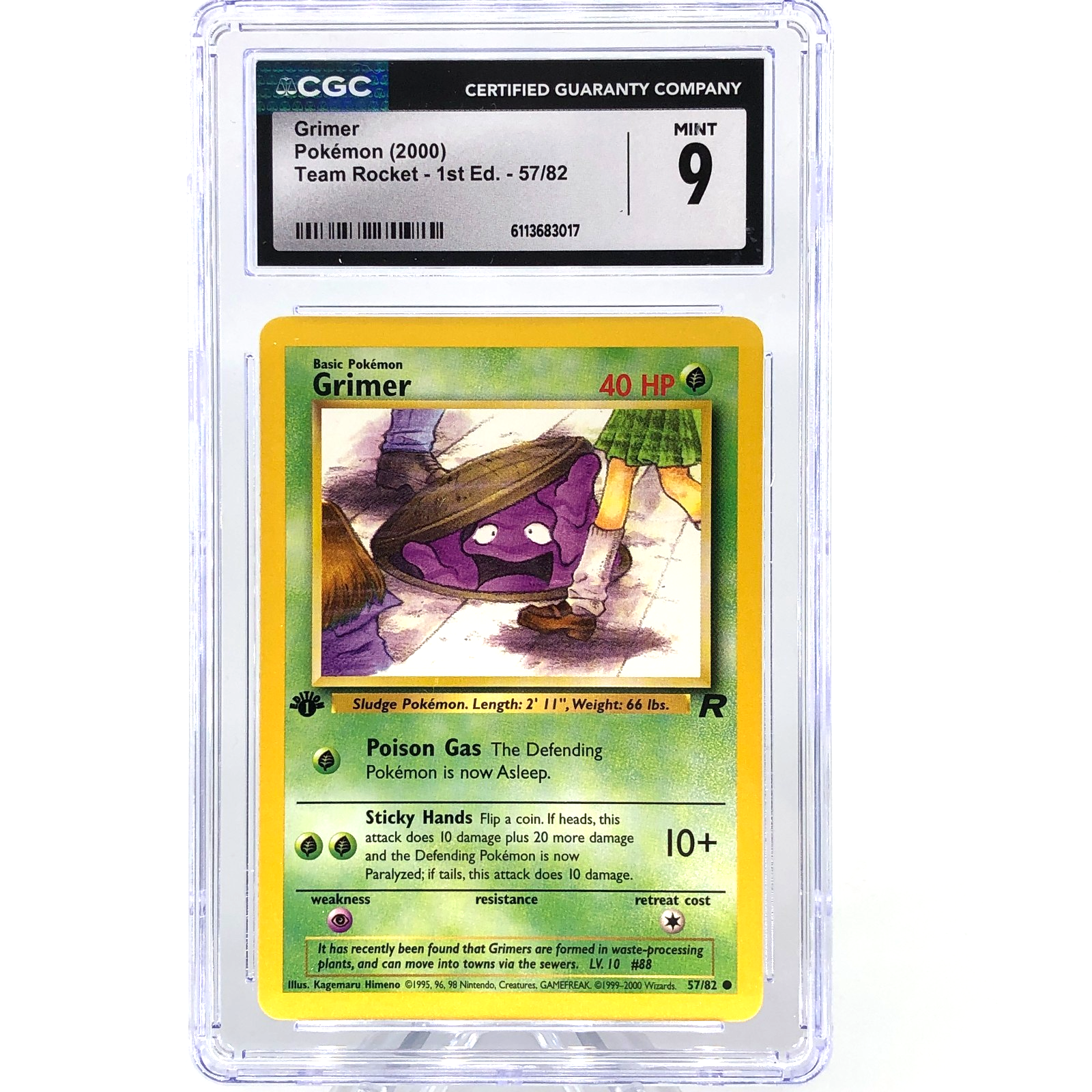 CGC 9 Pokemon Card Grimer 57/82 1.Edition Team Rocket English Karte [9]