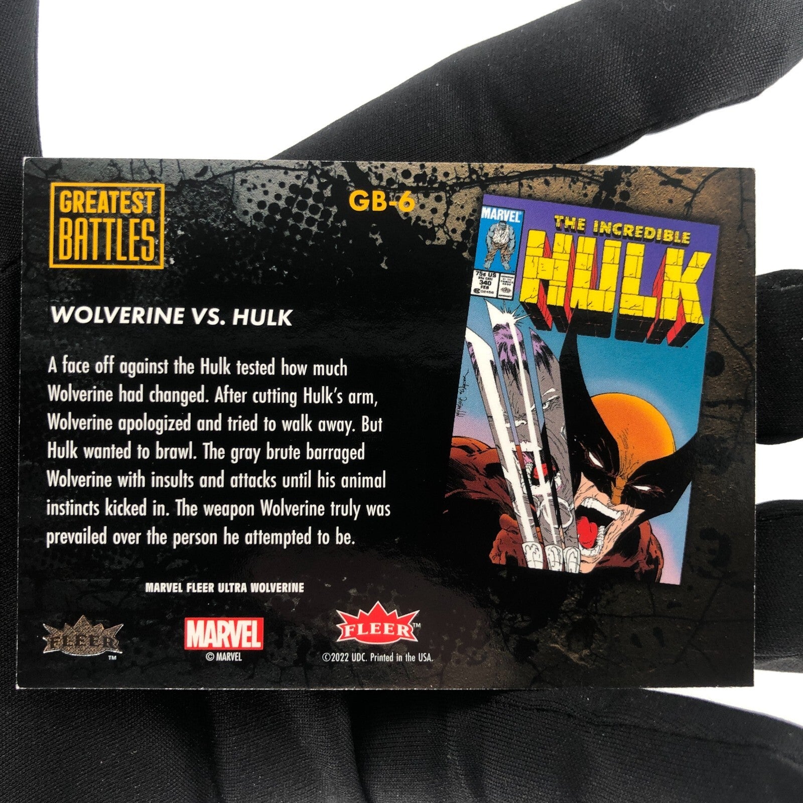 Marvel Card Hulk Vs Greatest Battles GB-6 Fleer Upper Wolverine Ultra [Rank A]