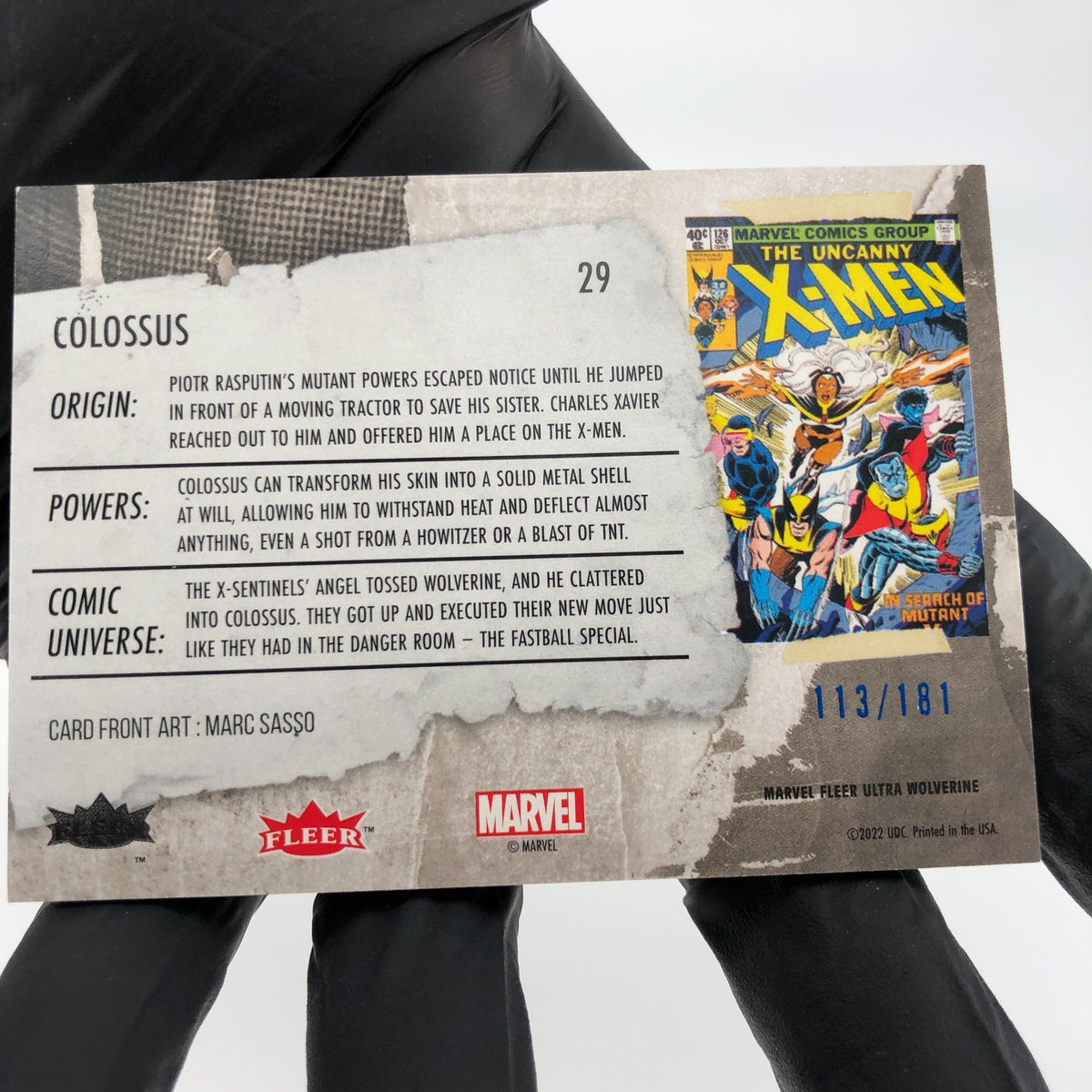 Marvel Card Colossus 29 Blue /181 Fleer Upper Deck Ultra Wolverine [NM]