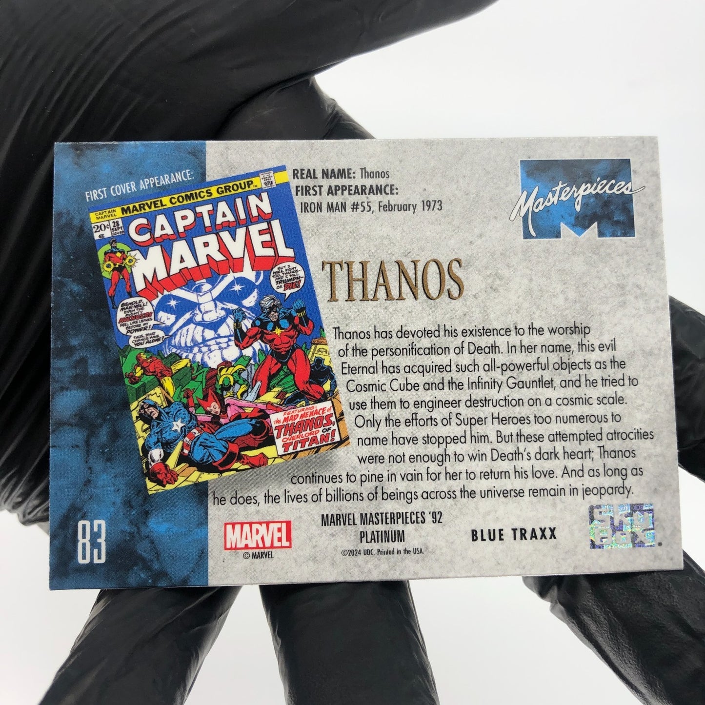 Marvel Card Thanos 83 Blue Traxx  Holo Fleer Upper Deck Masterpieces 92 [NM]