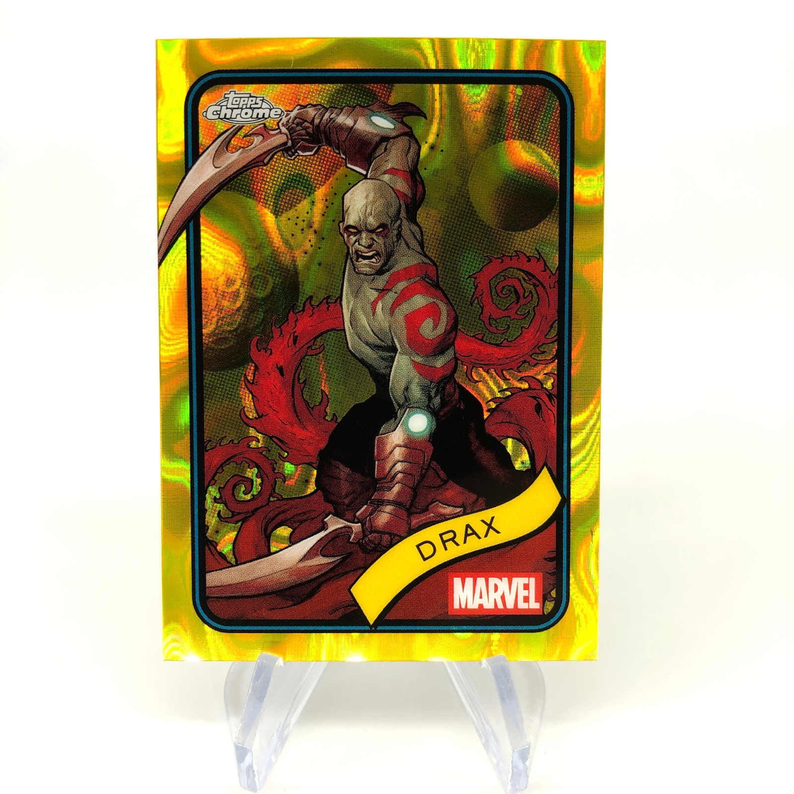 Marvel Card Drax 184 Yellow Lava Refractor Topps Chrome 2025 [NM]