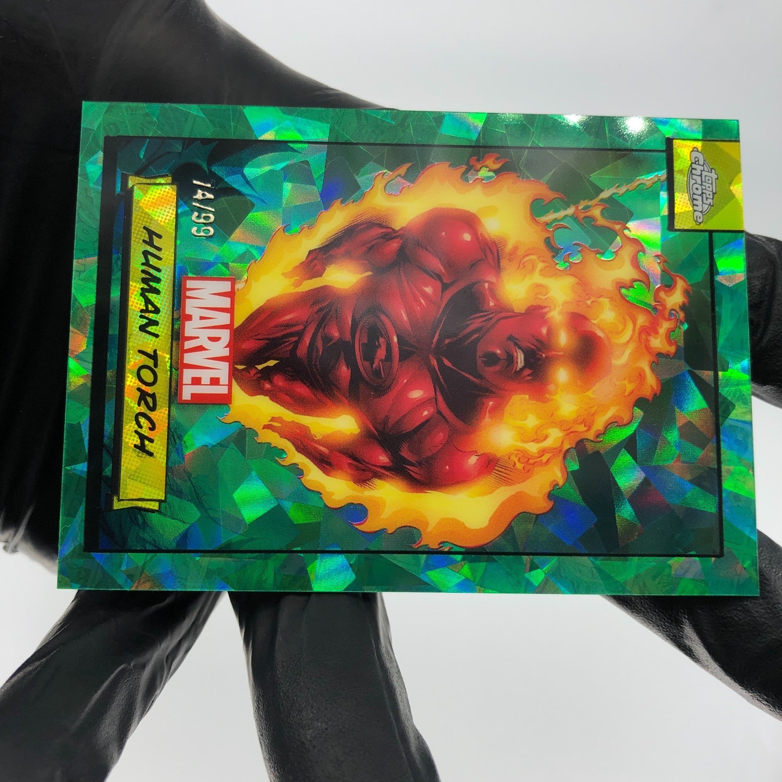 Marvel Card Human Torch 24 Green /99 Refractor Topps Sapphire 2024 [NM]