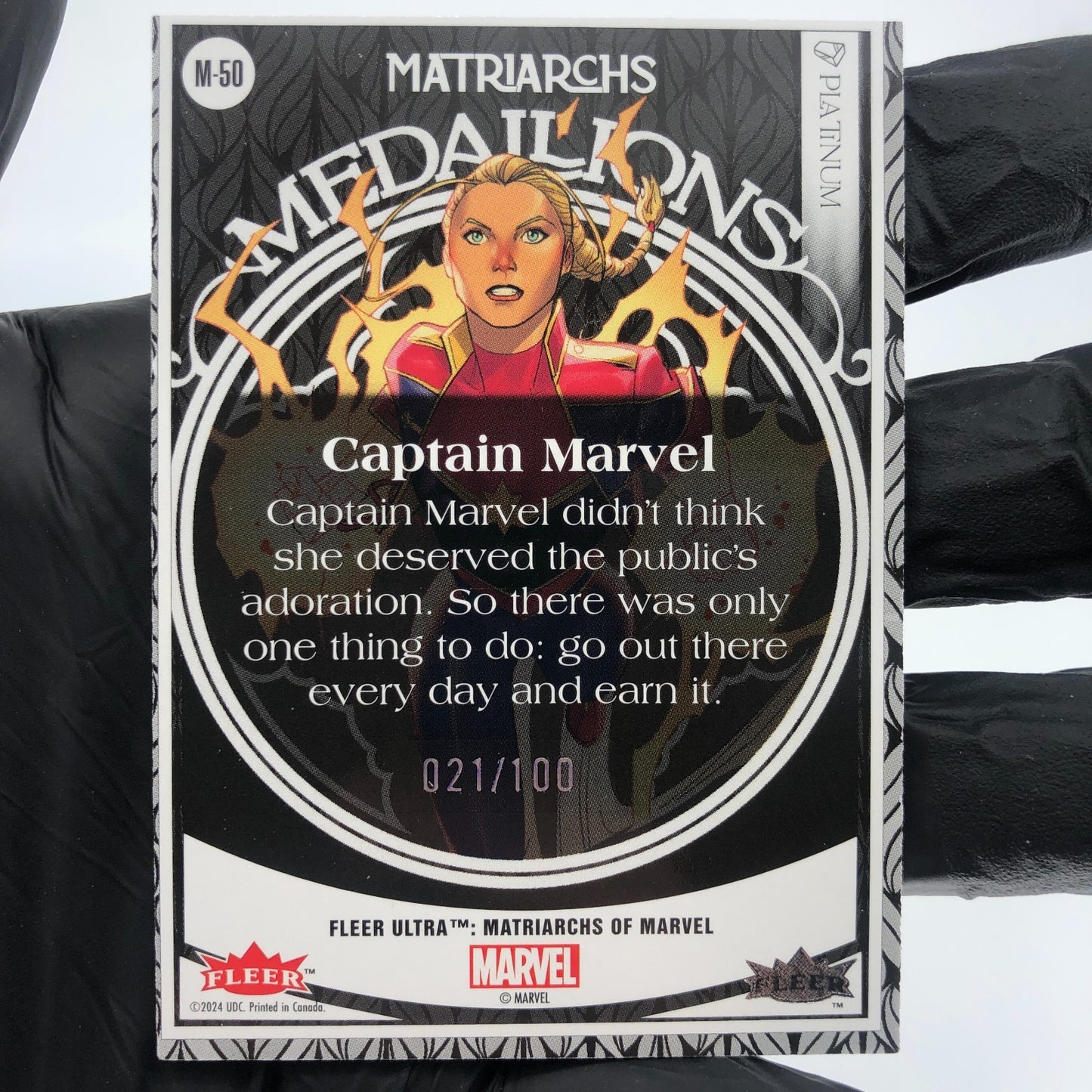 Marvel Card Captain Marvel M-50 Platinum /100 Matriarchs 2024 Fleer [NM]