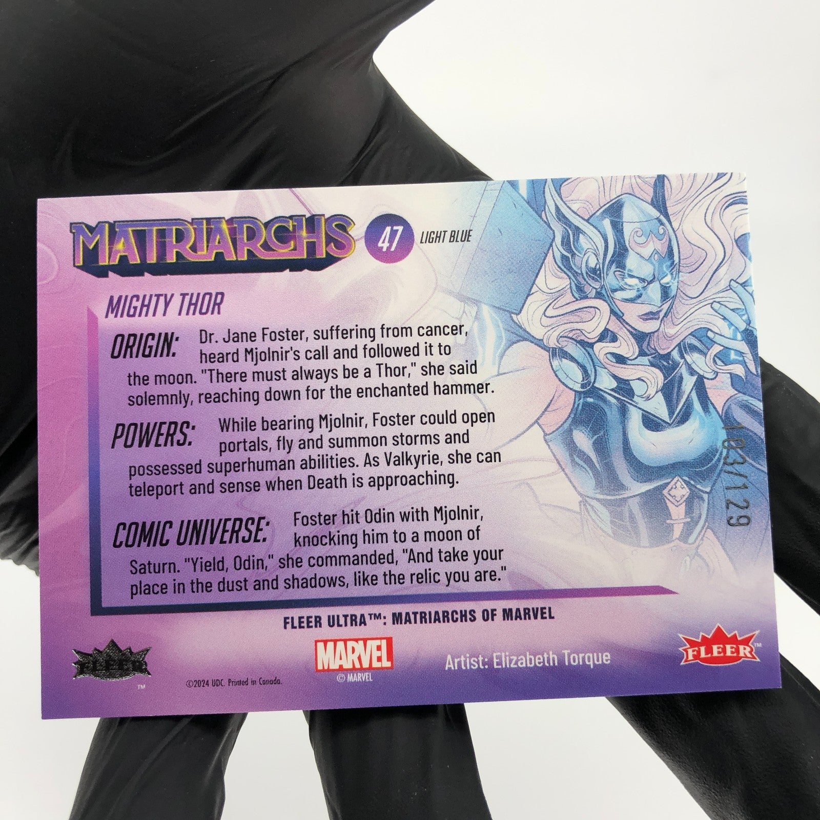 Marvel Card Mighty Thor 47 Light Blue /129 Matriarchs 2024 Fleer Upper Deck [NM]