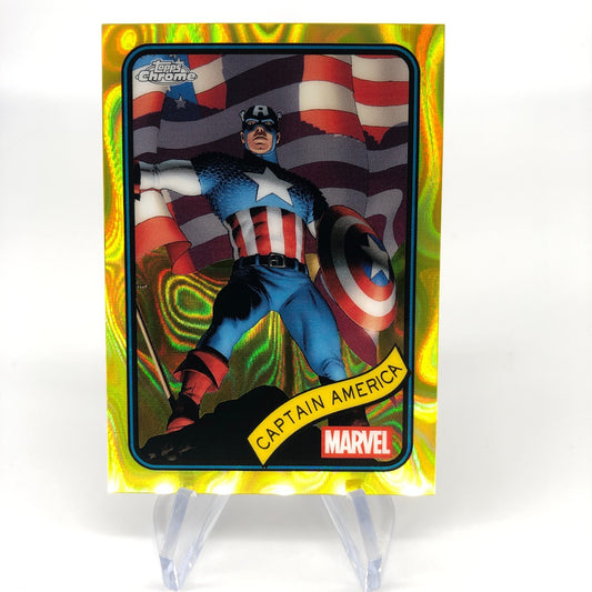 Marvel Card Captain America 185 Yellow Lava Refractor Topps Chrome 2025 [NM]