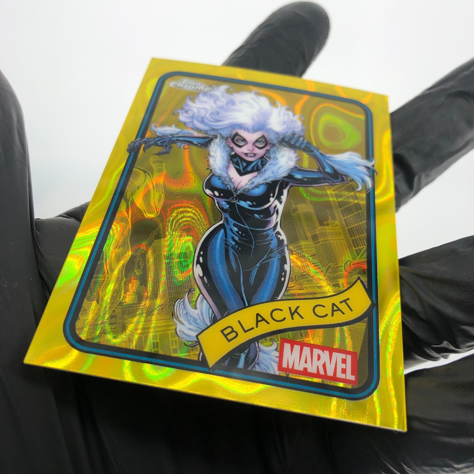 Marvel Card Black Cat 106 Yellow Lava Refractor Topps Chrome 2025 [NM]