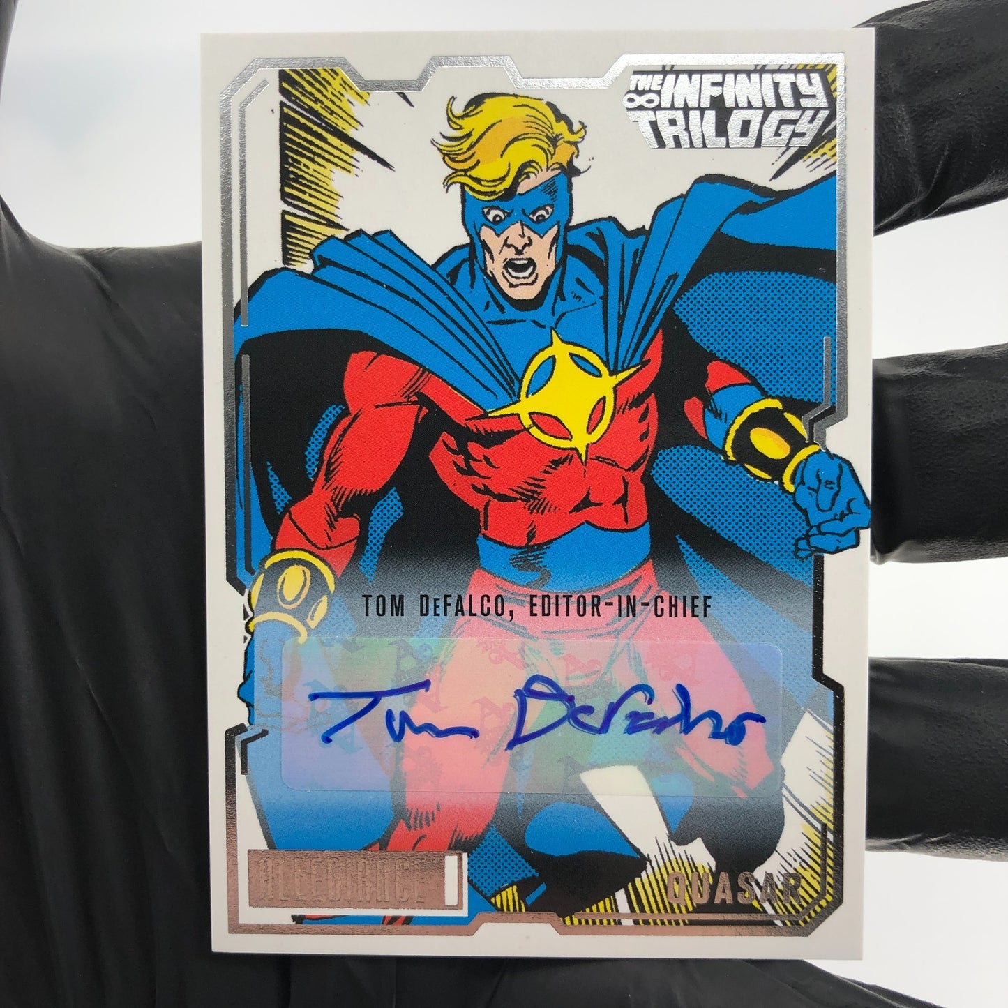 Marvel Card Quasar 11 Signed Tom Defalco Infinity Allegiance Upper Deck [NM]