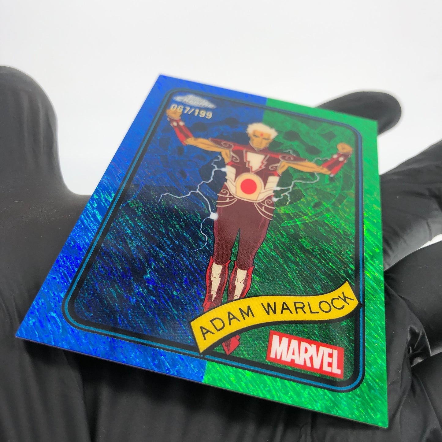 Marvel Card Adam Warlock 144 Blue Green Shimmer /199 Topps Chrome 2025 [NM]