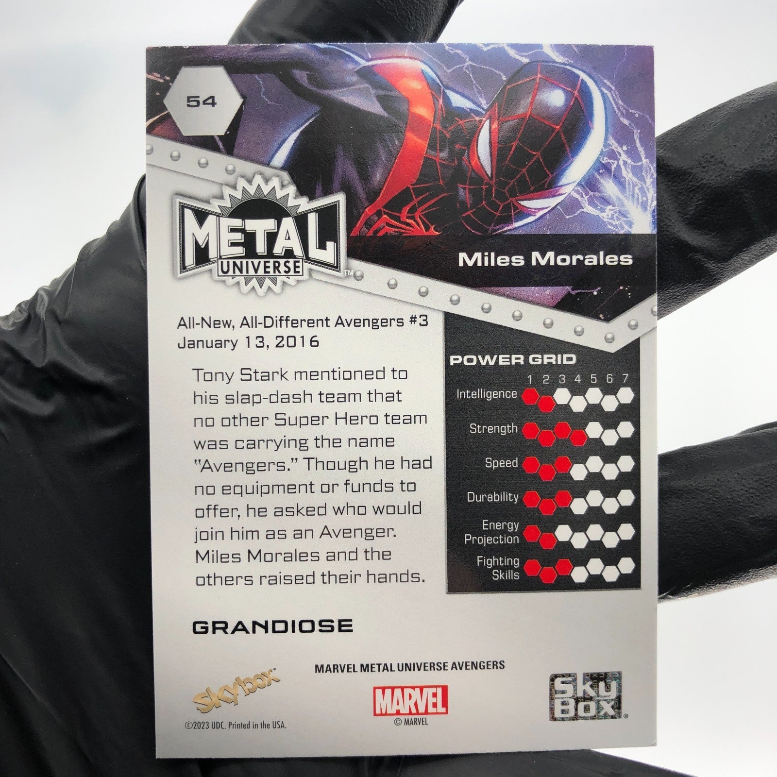 Marvel Card Miles Morales 54 Grandiose Fleer Upper Deck Metal Universe [NM]
