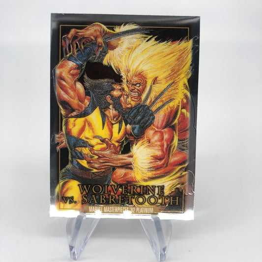 Marvel Card Wolverine Vs Sabertooth BS-3 Fleer Upper Deck Masterpieces 92 [NM]