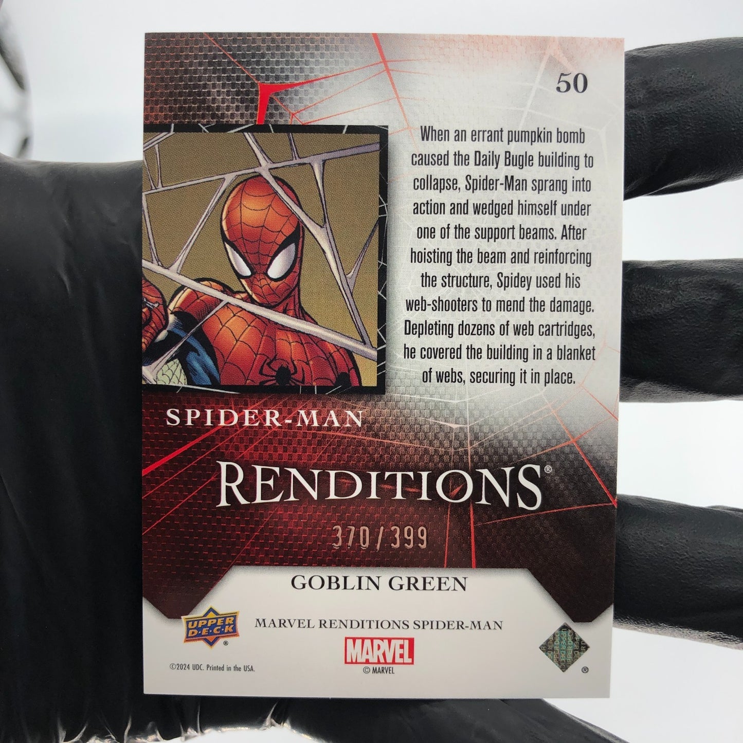 Marvel Card Spider-Man 50 Green  /399 Fleer Upper Deck Renditions [NM]