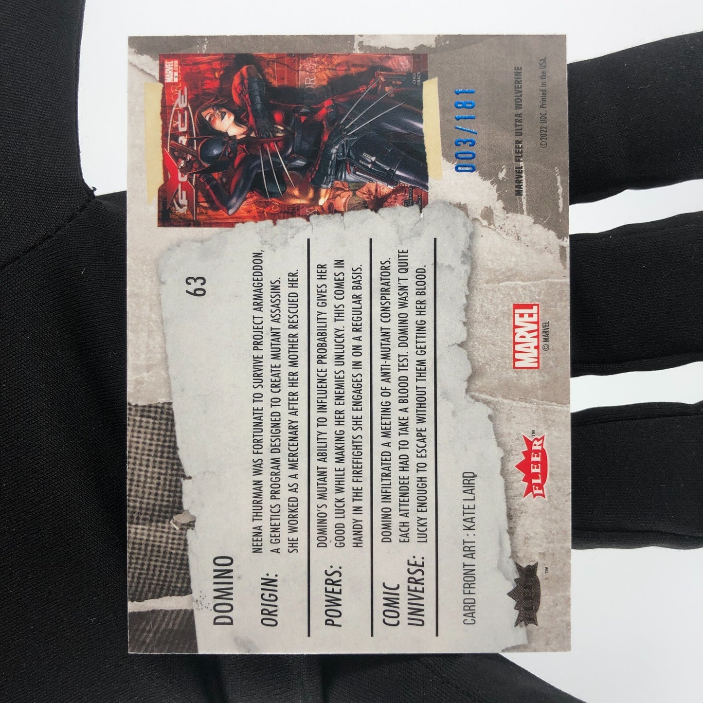 Marvel Card Domino 63 Blue /181 Fleer Upper Wolverine Ultra [A]