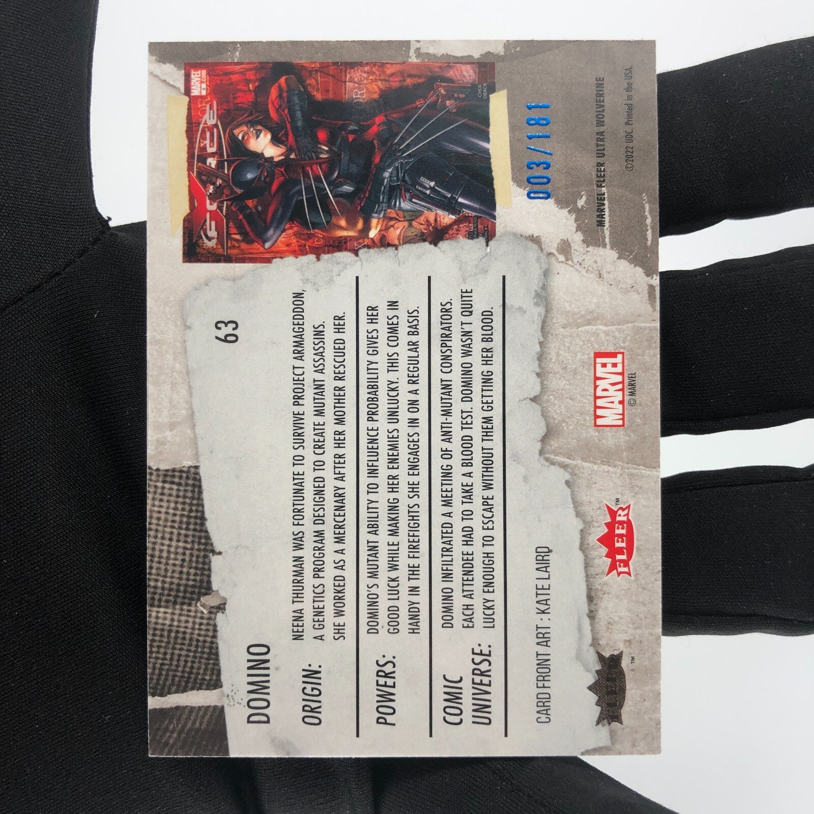 Marvel Card Domino 63 Blue /181 Fleer Upper Wolverine Ultra [A]
