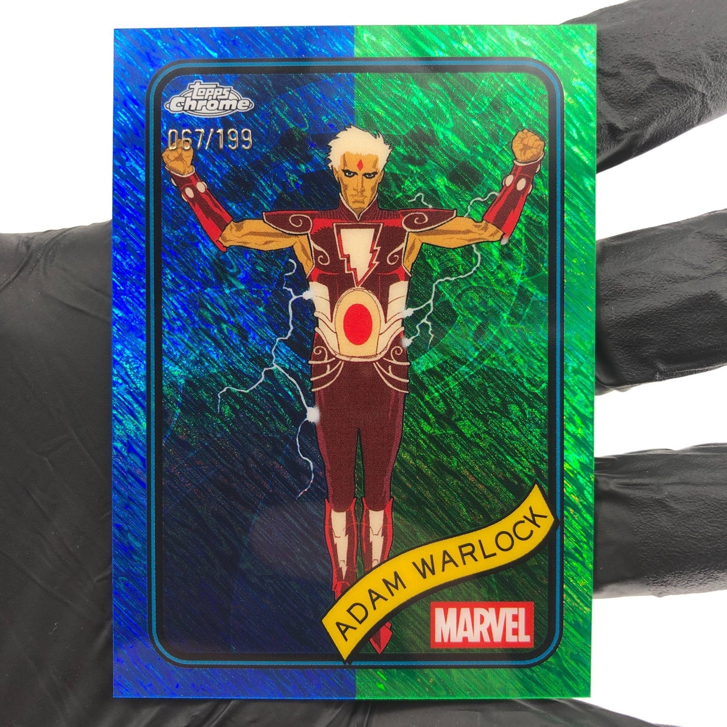 Marvel Card Adam Warlock 144 Blue Green Shimmer /199 Topps Chrome 2025 [NM]