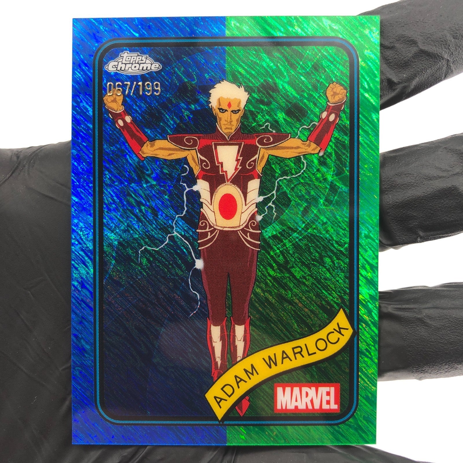 Marvel Card Adam Warlock 144 Blue Green Shimmer /199 Topps Chrome 2025 [NM]