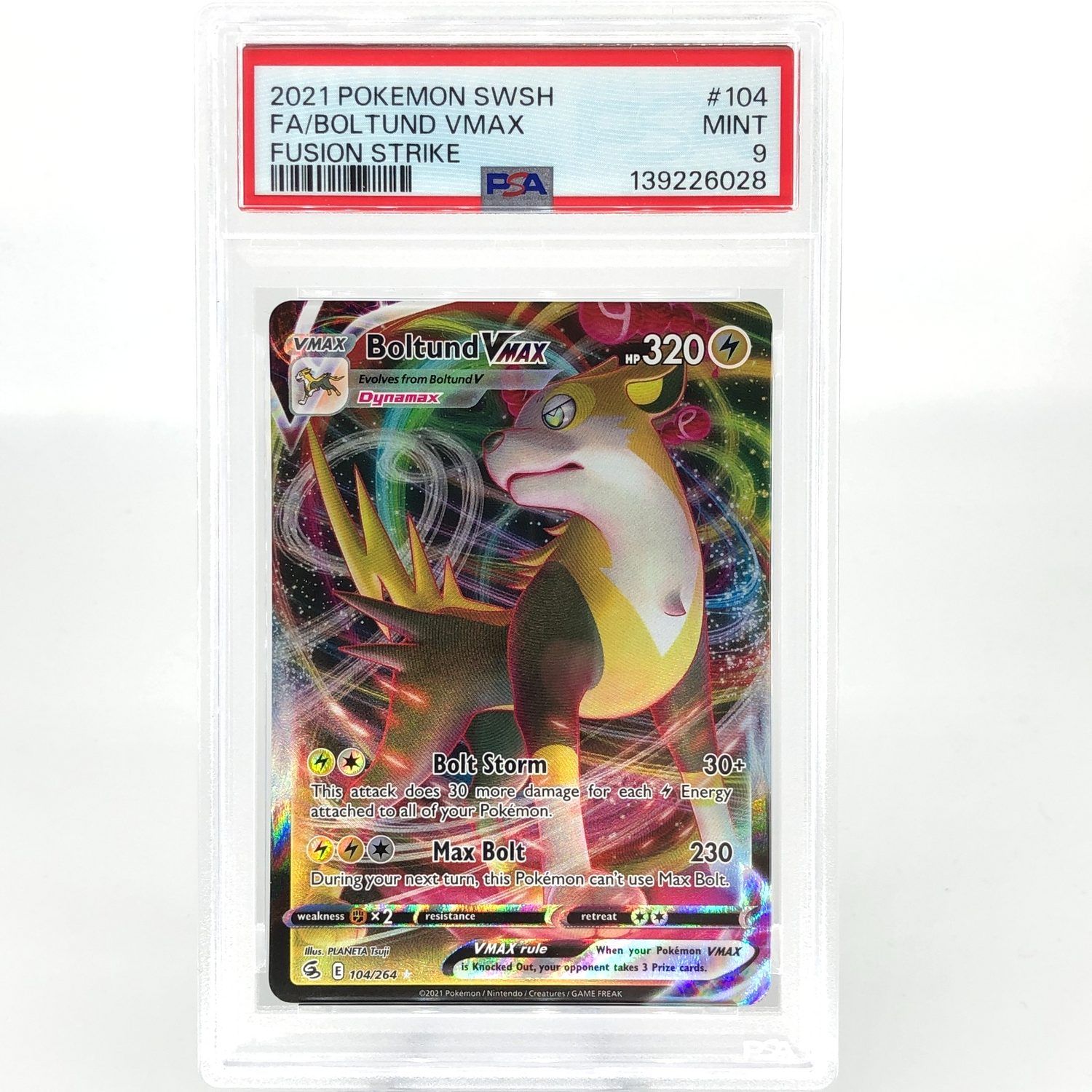 PSA 9 Pokemon Card Boltund Vmax 104/264 E Fusion Strike English Karte [9]