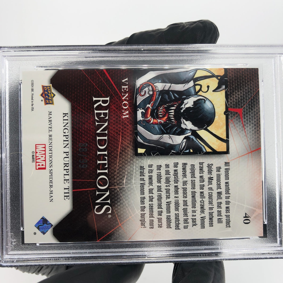 PSA 8 Marvel Card Venom 40 Kingpin Purple /99 Fleer Upper Deck Renditions [8]