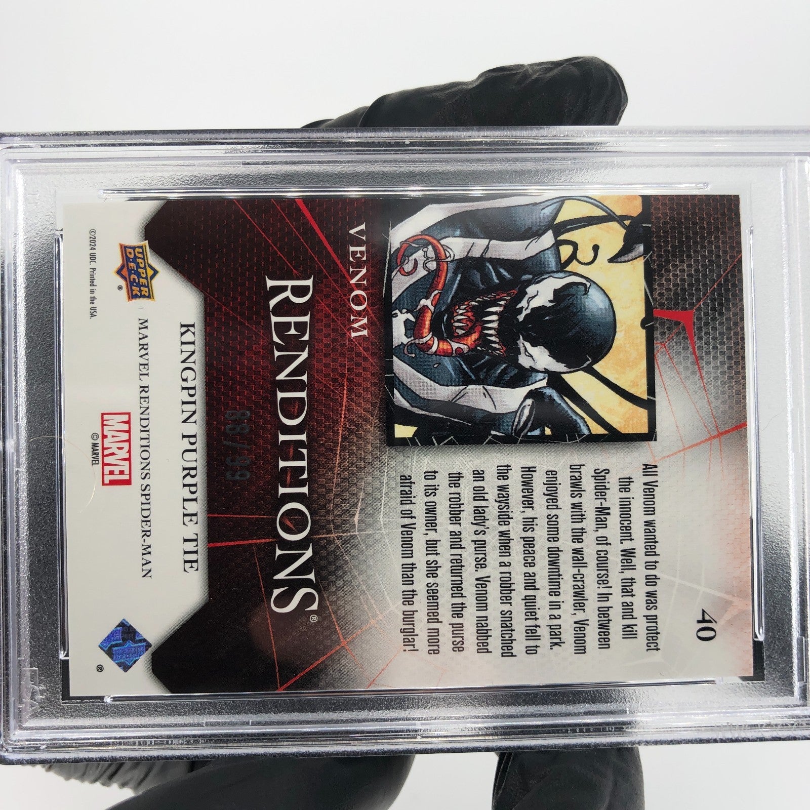 PSA 8 Marvel Card Venom 40 Kingpin Purple /99 Fleer Upper Deck Renditions [8]