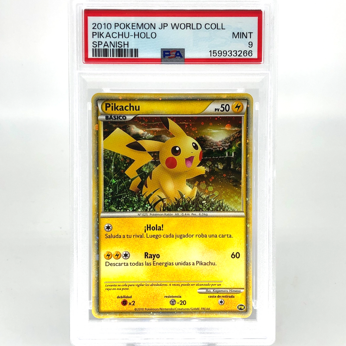 PSA 9 Pokemon Card Pikachu PW World Collection Holo Spanish Japanese Karte [9]
