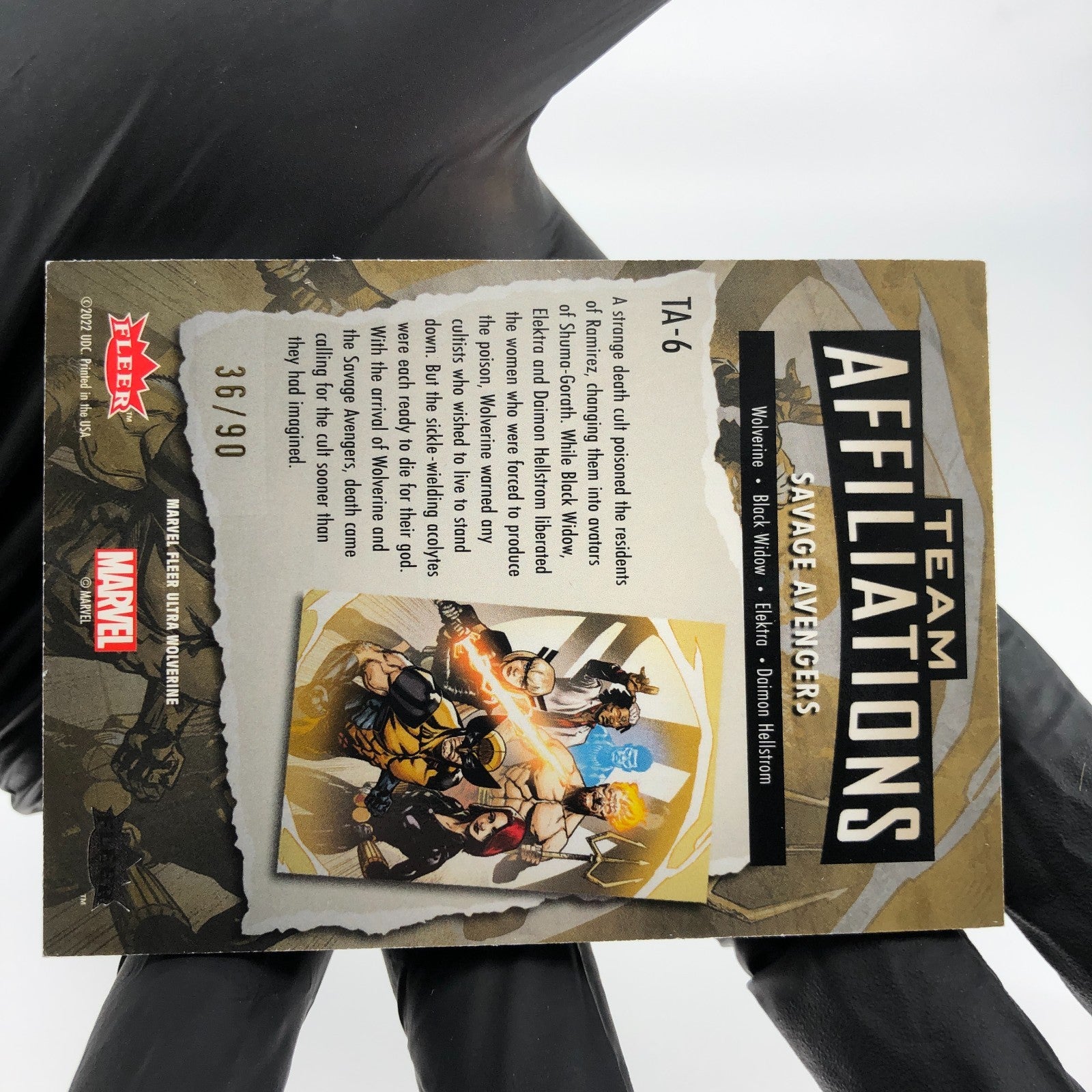 Marvel Card Savage Avengers TA-6 Gold /90 Fleer Upper Deck Ultra Wolverine [NM]