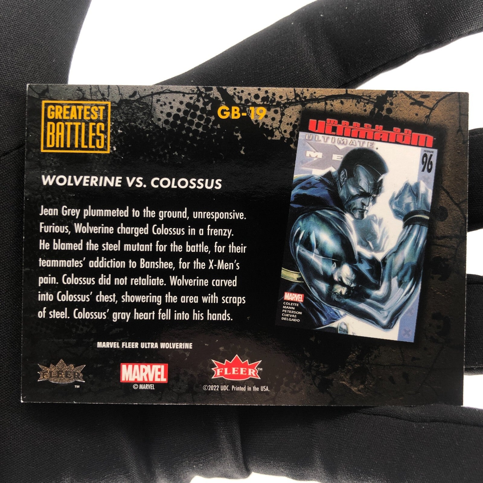 Marvel Card Colossus Vs Greatest Battles GB-19 Fleer Upper Wolverine Ultra [A]