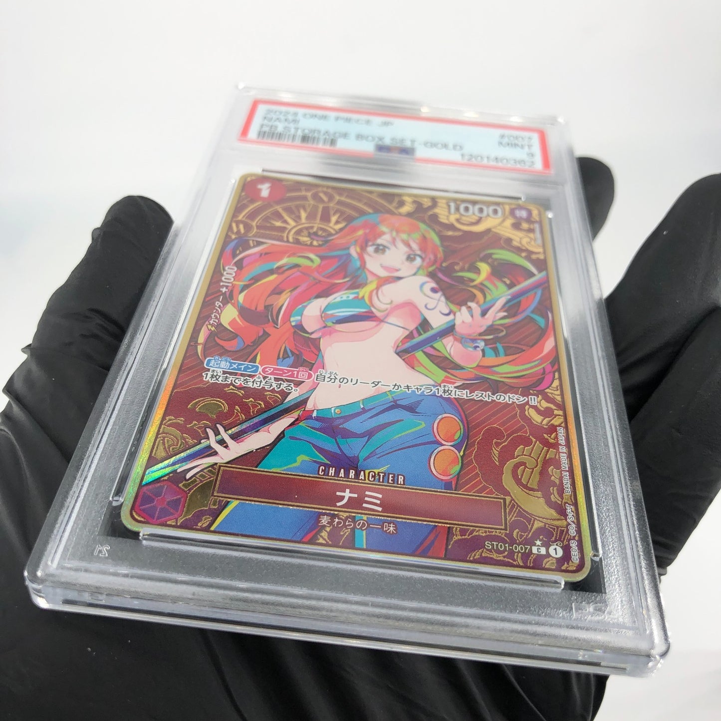 PSA 9 One Piece Card Nami ST01-007 C Parallel Gold Holo Parallel Japanese [10]