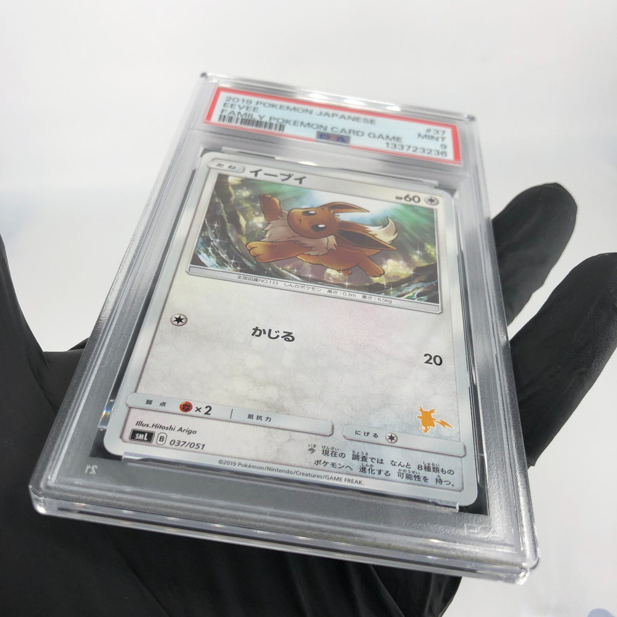 PSA 9 Pokemon Card Eevee 037/051 SML 2019 Japanese Karte [9]