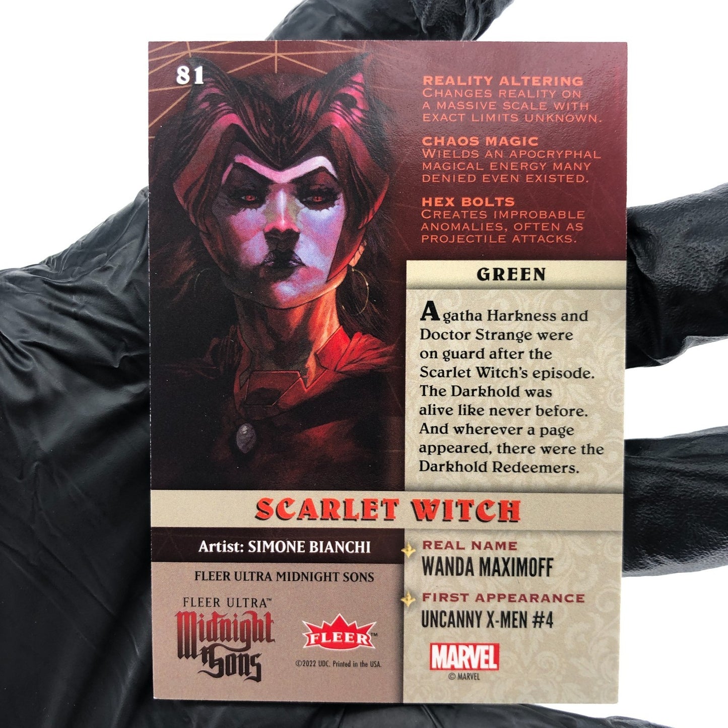Marvel Card Scarlet Witch 81 Parallel  Midnight Sons 2022 Fleer Upper Deck [NM]