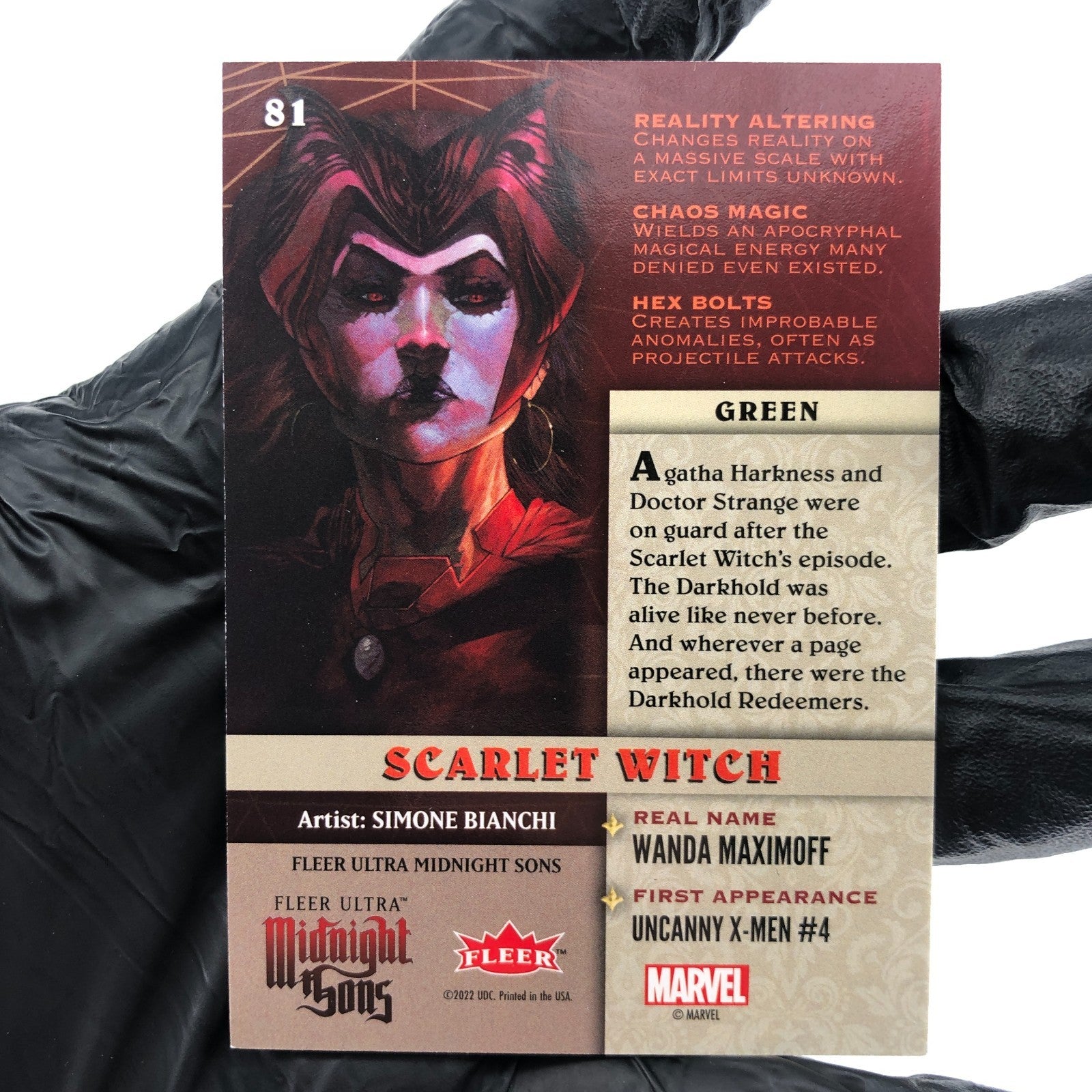 Marvel Card Scarlet Witch 81 Parallel  Midnight Sons 2022 Fleer Upper Deck [NM]