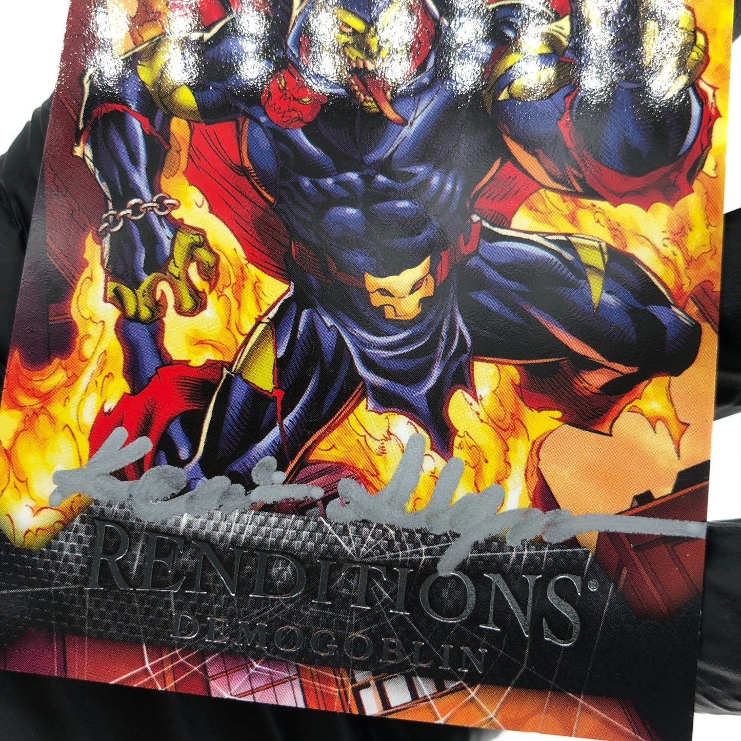 Marvel Card Demogoblin 15 Singed Kevin Sharpe /65 Upper Deck Renditions [NM]