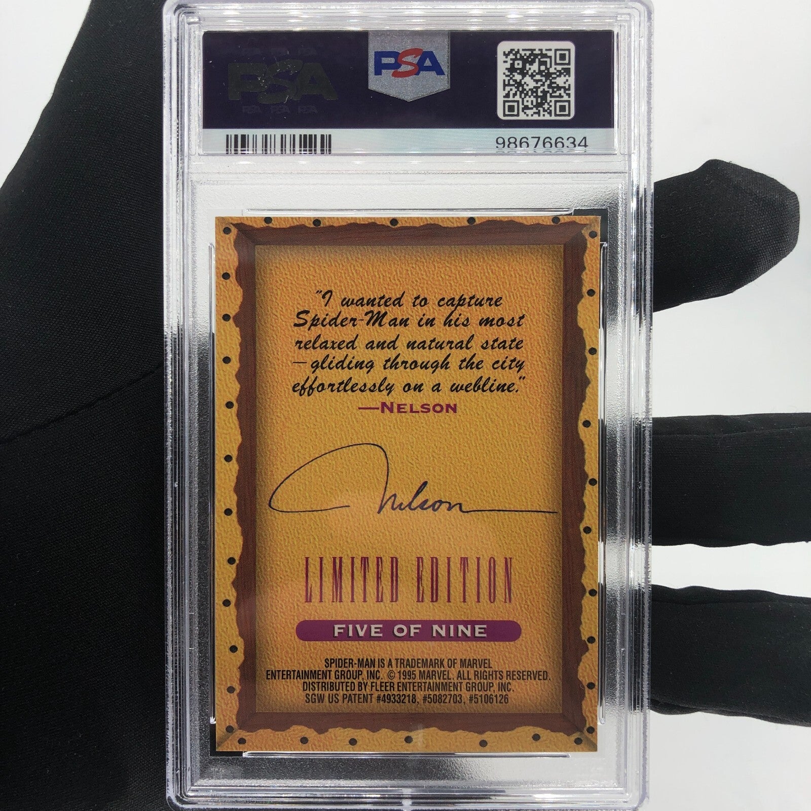 Marvel Card PSA 9 Spider-Man 5 Nelson 1995 Masterpieces Fleer [9]