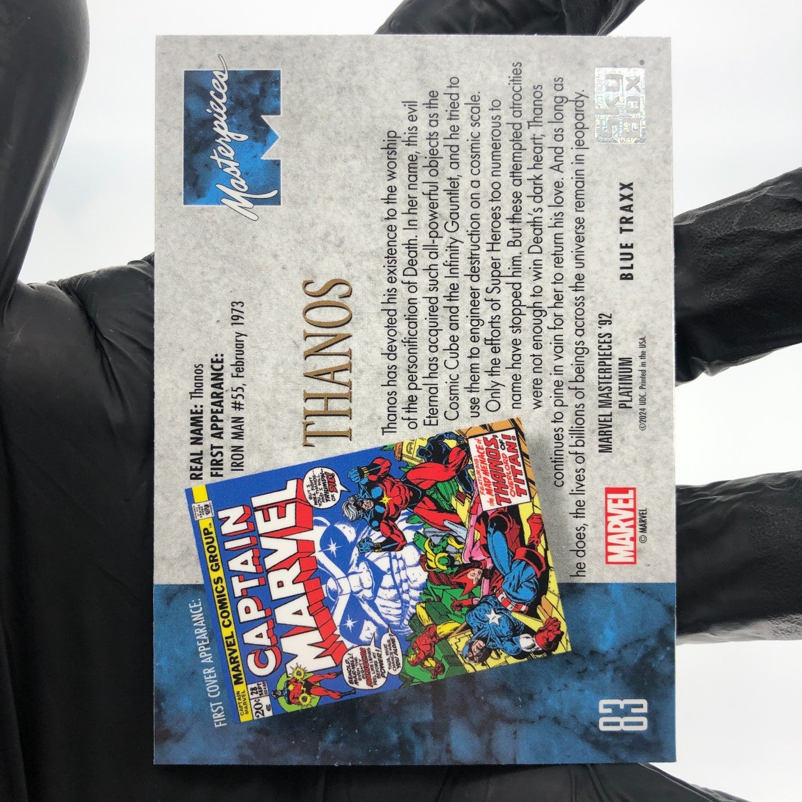 Marvel Card Thanos 83 Blue Traxx  Holo Fleer Upper Deck Masterpieces 92 [NM]