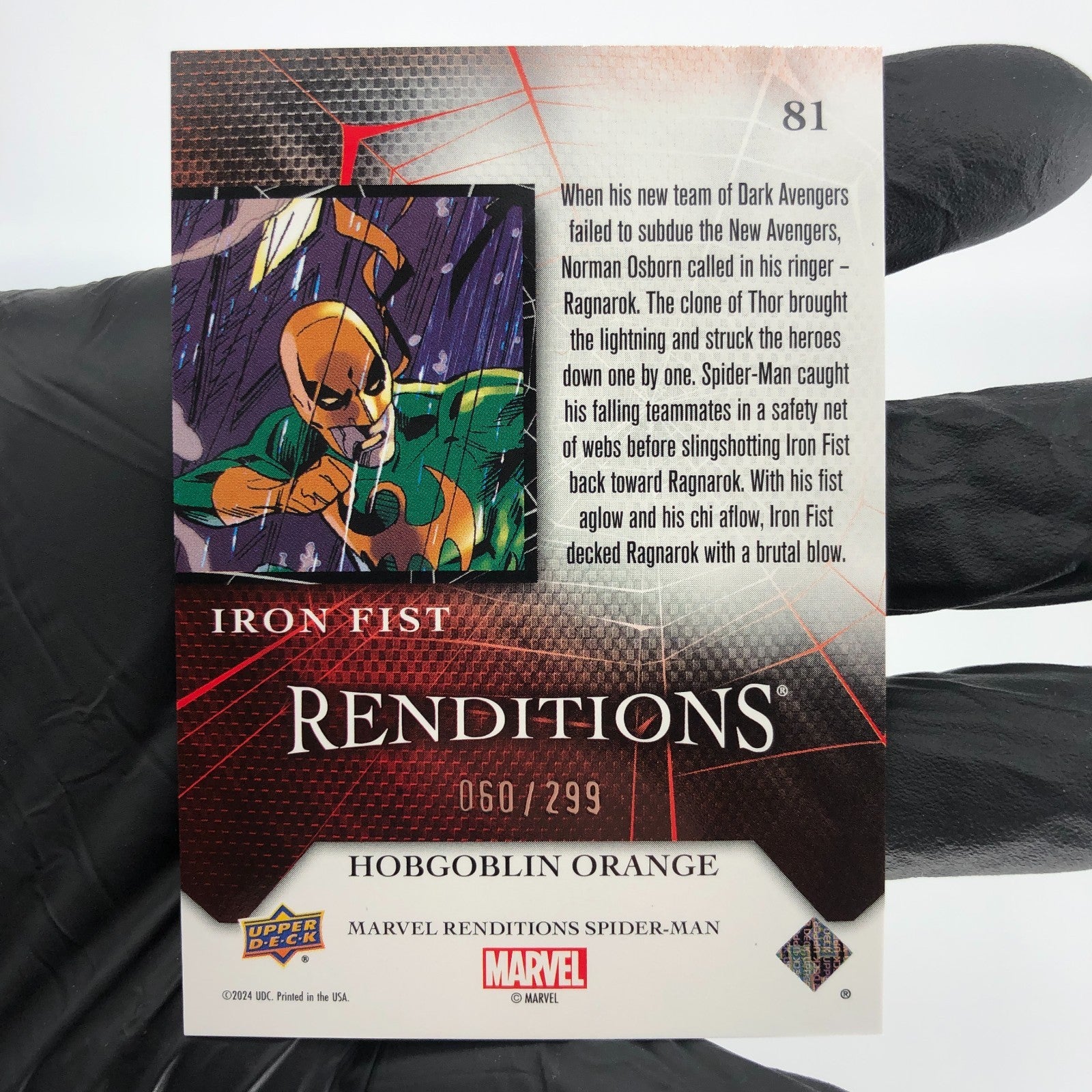 Marvel Card Iron Fist 81 Orange  /299 Fleer Upper Deck Renditions [NM]