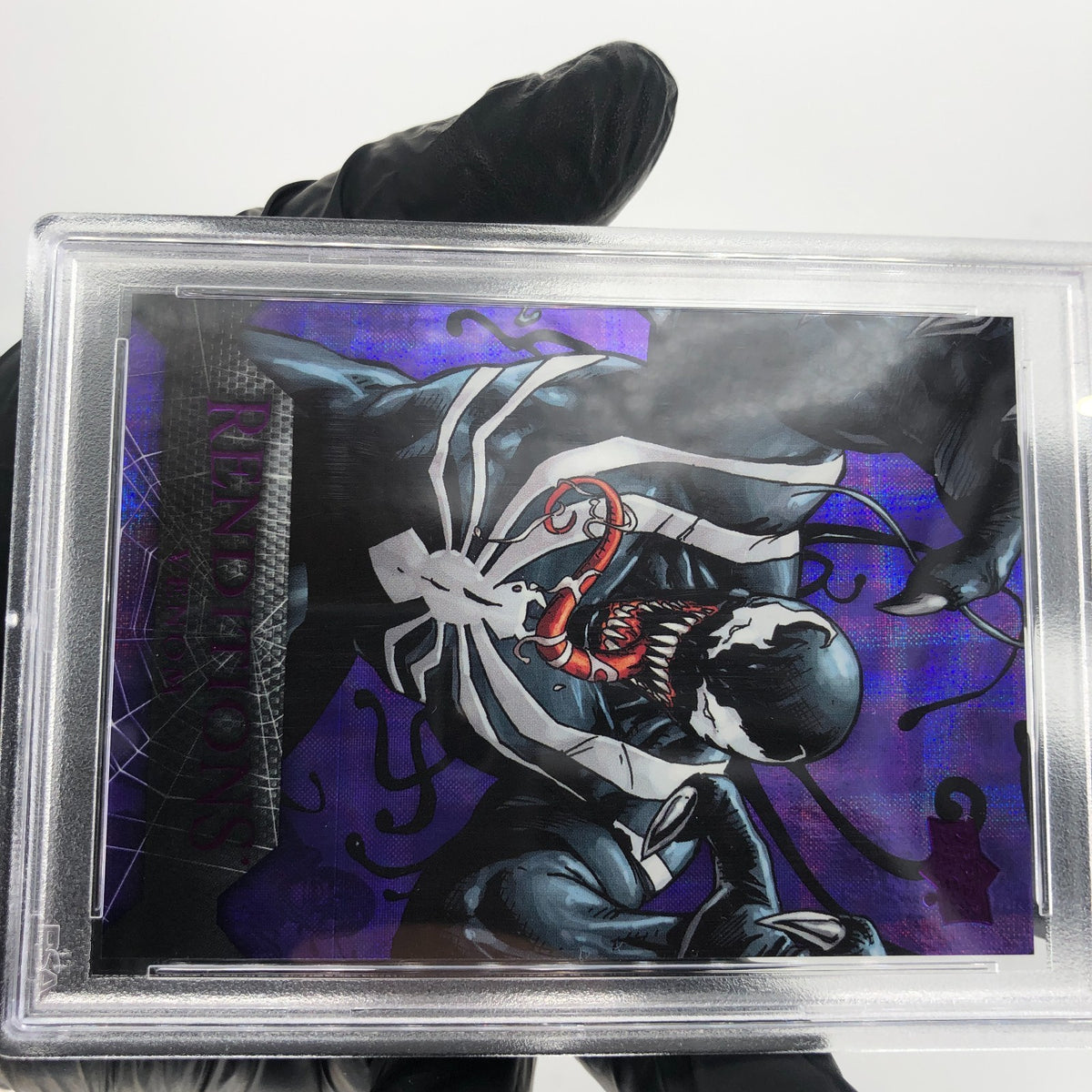 PSA 8 Marvel Card Venom 40 Kingpin Purple /99 Fleer Upper Deck Renditions [8]