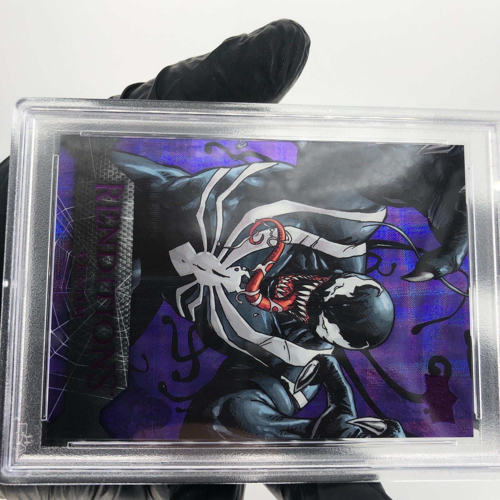 PSA 8 Marvel Card Venom 40 Kingpin Purple /99 Fleer Upper Deck Renditions [8]