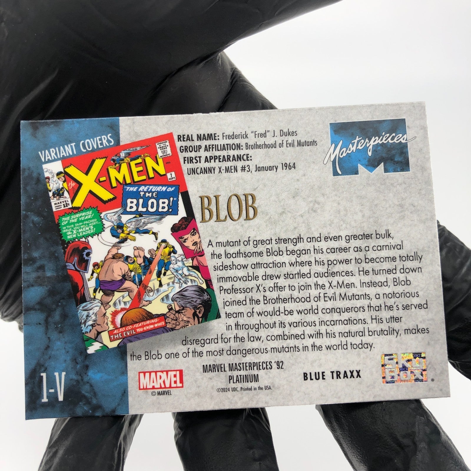 Marvel Card Blob Traxx 1-V Variant  Fleer Upper Deck Masterpieces [NM]
