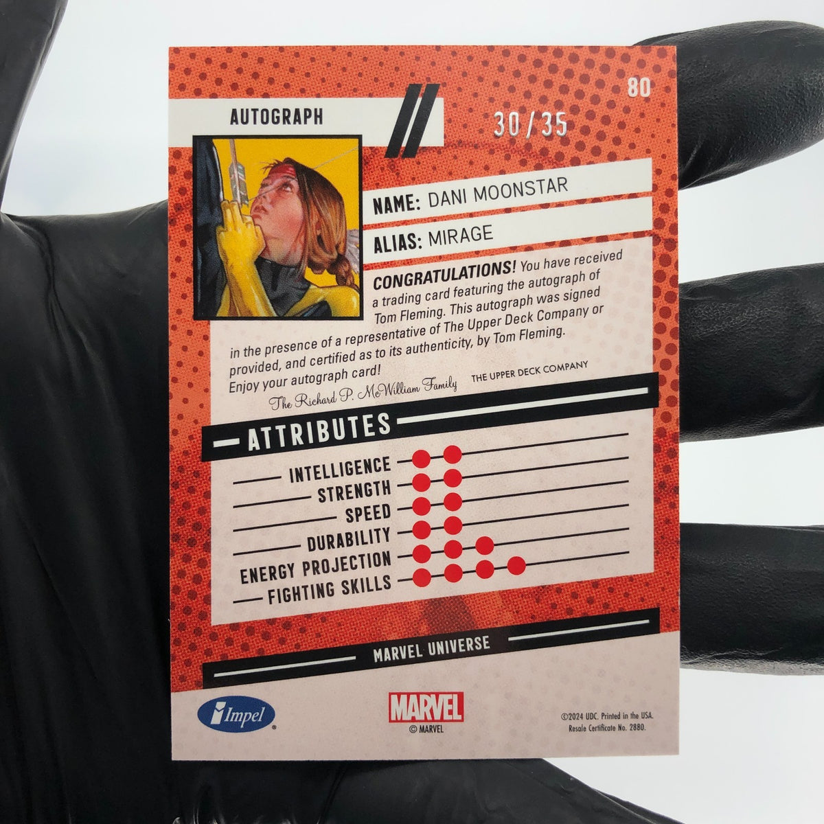 Marvel Card Dani Moonstar 80 Signed  /35 Tom Fleming Upper Deck Renditions [NM]