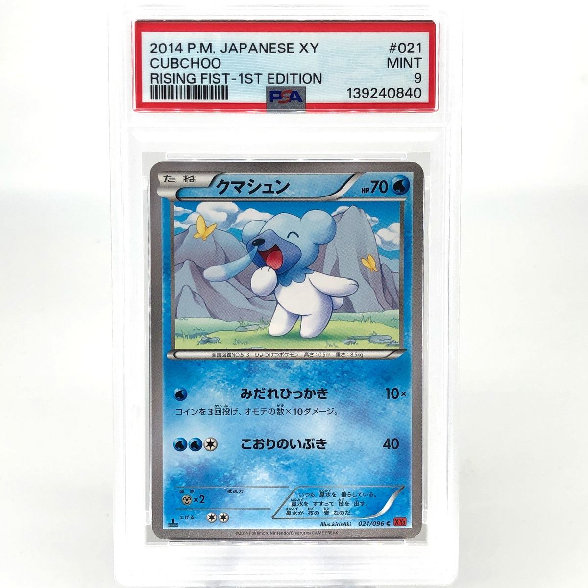 PSA 9 Pokemon Card Cubchoo 021/096 C 1.Edition XY3 Japanese Karte [9]
