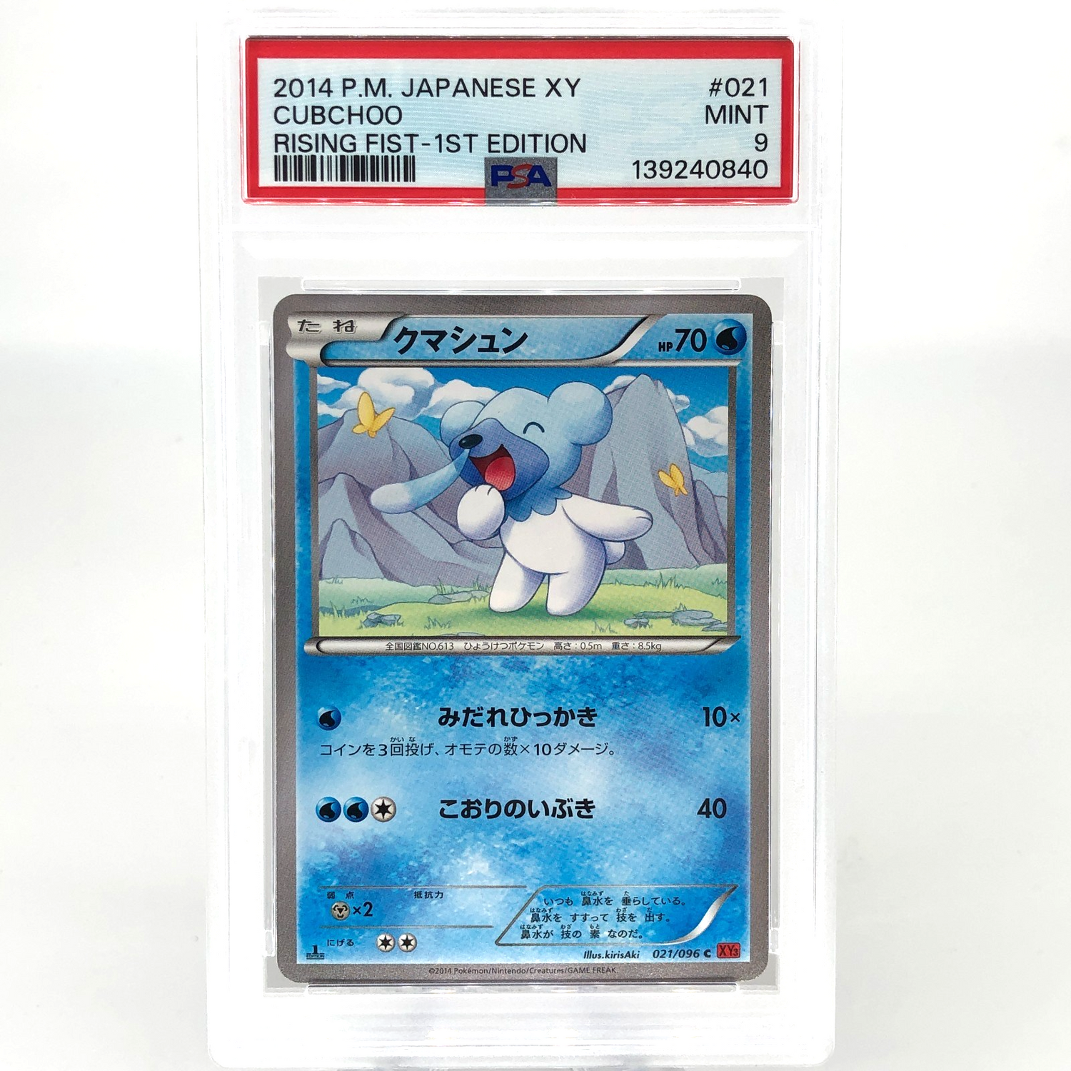 PSA 9 Pokemon Card Cubchoo 021/096 C 1.Edition XY3 Japanese Karte [9]