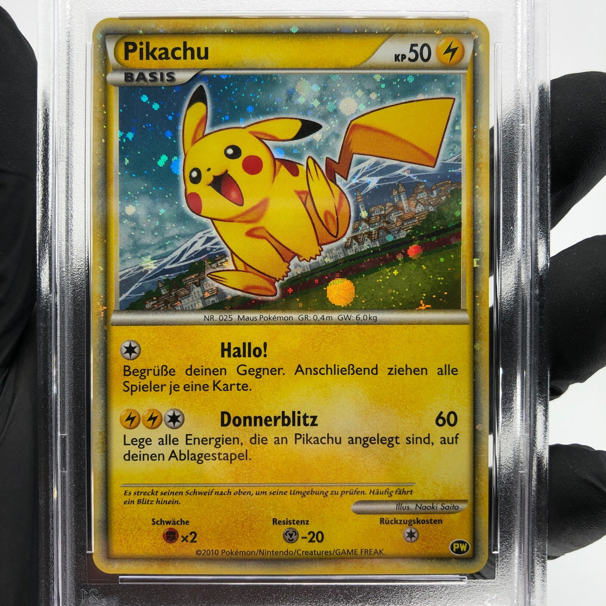 PSA 10 Pokemon Card Pikachu PW World Collection Holo German Japanese Karte [10]2